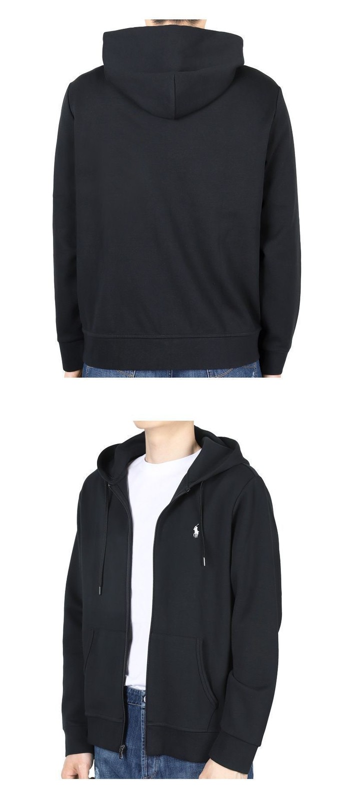 Polo Ralph Lauren Uomo Pony Logo Ricamato con Cappuccio e Zip (Nero) 001