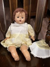 Vintage Porcelain Head 18" Doll Cloth body Rubber arms and legs Sleepy eyes