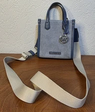 Michael Kors Mercer Extra-Small Blue Denim and Leather Crossbody Bag