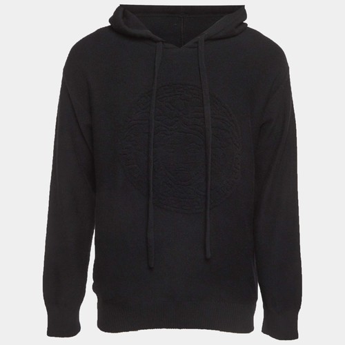 Versace Black Wool Blend Medusa Drawstring Hoodie S