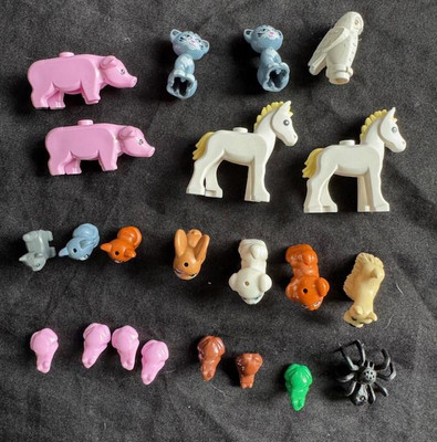 23 LEGO ANIMAL PETS parts set Friends used FROG HORSE PIG CAT DOG Potter OWL lot