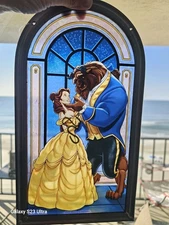 RARE LIMITED EDITION DISNEY'S BEAUTY AND THE BEAST STAINED GLASS RELEASED 1991