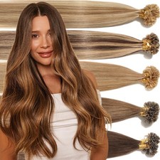 Keratin Bonded U Tip Human Hair Extensions Gl...