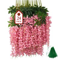 KüNstliche Glyzinien HäNgende Wisteria Rosa Dekoration Garten Hochzeit 24 StüCk