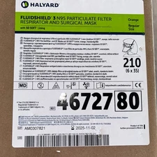 Halyard 46727 *3 Fluidshield Particulate Filter N95 Respirator Mask Size Regular