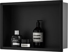 Stainless Steel Shower Niche 18" X 12" Matte Black No Tile Needed Niche Shower