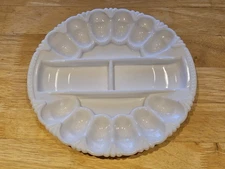 L. E. Smith Milk Glass Deviled Egg/Relish Plate Tray