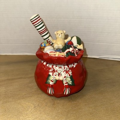 Longaberger Pottery Santa Dip Bowl & Spreader Satchel Bag Christmas