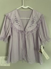 Vtg Gilead Deadstock NWT Lavender Lace Sleepwear Top Bed Jacket Coquette Lrg