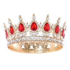 Red Queen Crown for Women Crystal Tiara Girl Rhinestone Wedding