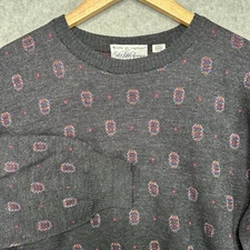 VTG Tricots St Raphael Saks Fifth Avenue Mens Gray Patterned Wool Sweater Medium