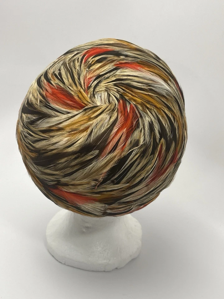 Sombrero de plumas de colección para damas United Hatter’s Cap Millinery EE. UU. Hecho en la Unión Pastillero años 50? Foto 4 de 4