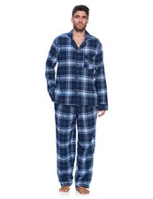 Ashford  Brooks Men  s Flannel Long Sleeve Pajamas Set Plaid Sleepwear  L