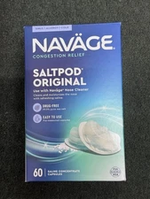 60ct Navage Saltpods Saline Nose Nasal Cleaner Concentrate Capsules BB 05/2028