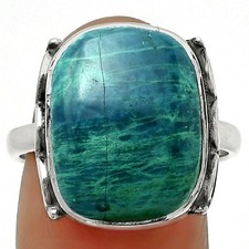 Natural Azurite Chrysocolla 925 Sterling Silver Ring s.8.5 Jewelry R-1198