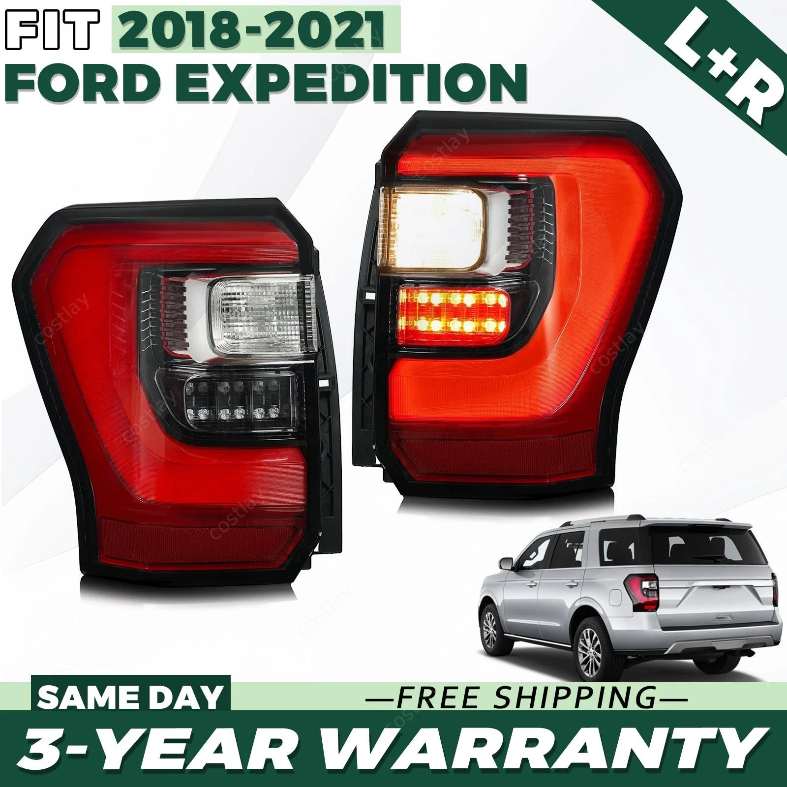 Pair Left & Right LED Tail Light Lamp For Ford Expedition 2018-2021 FO2801272