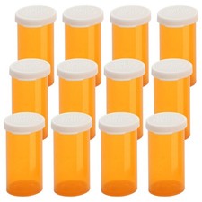 Clear Plastic Pill Bottles, Easy Open Caps, 13 Dram, 12 Pack, Medication Vials