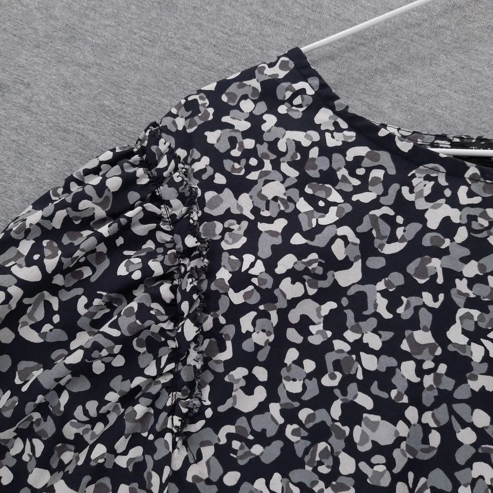 Talbots Plus Shirt Womens 1X Black Gray Animal Print Peasant Blouse 3/4 Sleeve - Image 3 of 4