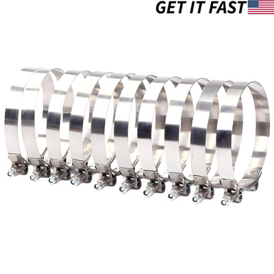 10-pack 4'' T-Bolt Clamp Stainless Steel Turbo 108mm-116mm Silicone Hose Clamp 