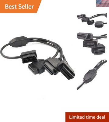 OBD-II 16 Pin Splitter Cable: 1 Male to 3 Female, 50cm for Efficient Diagnostics