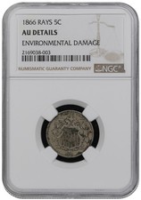 American shield nickel with rays ngc