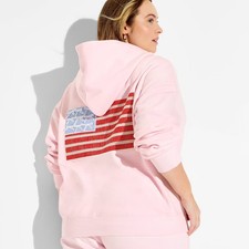 Sudadera pulóver con capucha de gran tamaño para mujer - Wild Fable banderas rosa claro XXL