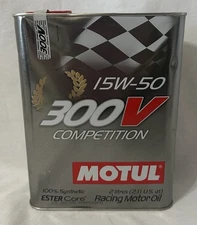 SEALED NEW MOTUL AUTO 300V COMPETITION 15W50 100% SYNTHETIC MOTOR OIL 2 LT CAN