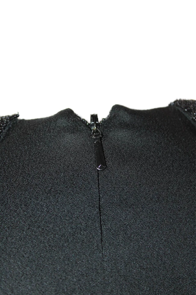 Pamella Roland  Women's V-Neck Sleeveless Beaded Straight Jumpsuit Black Size 4 - Image 4 of 4