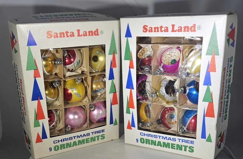VINTAGE Santa Land Christmas Tree Ornaments 2.5" Hand Blown