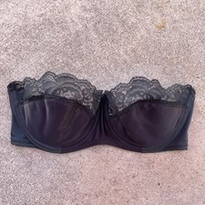 VTG Fredericks Of Hollywood Bra 36C T-Shirt Black Lace Wireless Demi Made USA