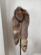 Crystal Fox Fur Boa Scarf Wrap With Tails SAGA SELECT FURS 83" Long!