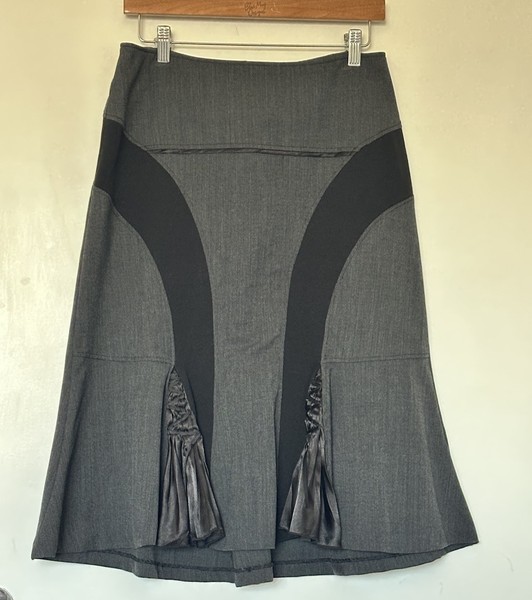 Chelsea VTG Y2K Wool Blend Paneled Whimsigoth Ruched Godet Insert Skirt Sz 10