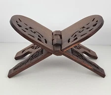 Vintage Hand-Carved Wooden Folding Book Rest Stand Cookbook Bible Holder Rehal