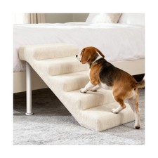 Leather Dog Stairs, 19.7" Extra Wide Dog Steps for Bed  Sofa, Adjustable Hei...