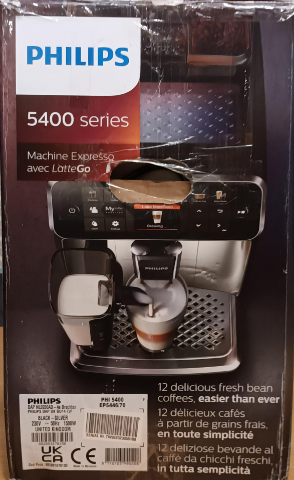 Philips LatteGo 5400 series EP5446/70 Bean To Cup Coffee Machine Silver