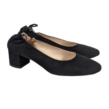 Everlane The Day Heel Black Size 8.5 Velvet Suede Pumps Block Heels Shoes 