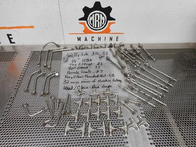 Hy-Lok 316 SS 1/4'' HBA Tee Fittings, 90 Elbows, Ferrule Fronts, Stainless Tubing