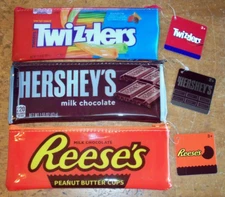 Lot Of 60 Twizzlers, Reese’s, Hersheys, Vinyl Zipper Pencil Bags