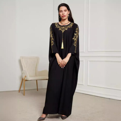 dubai dresses for ladies Abaya Morocco Kaftan Dubai Hooded Maxi Dress Bat Sleeve Farasha Kaftan Muslim Wo