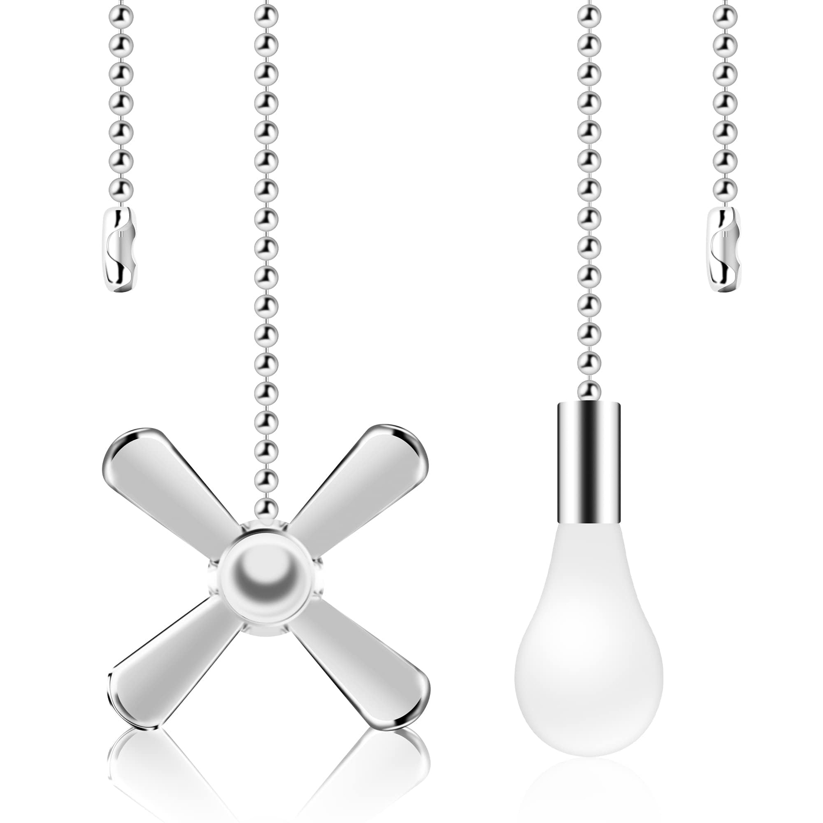 Silver Ceiling Fan Pull Chains Set of 2 Decorative Replacement Chains-image