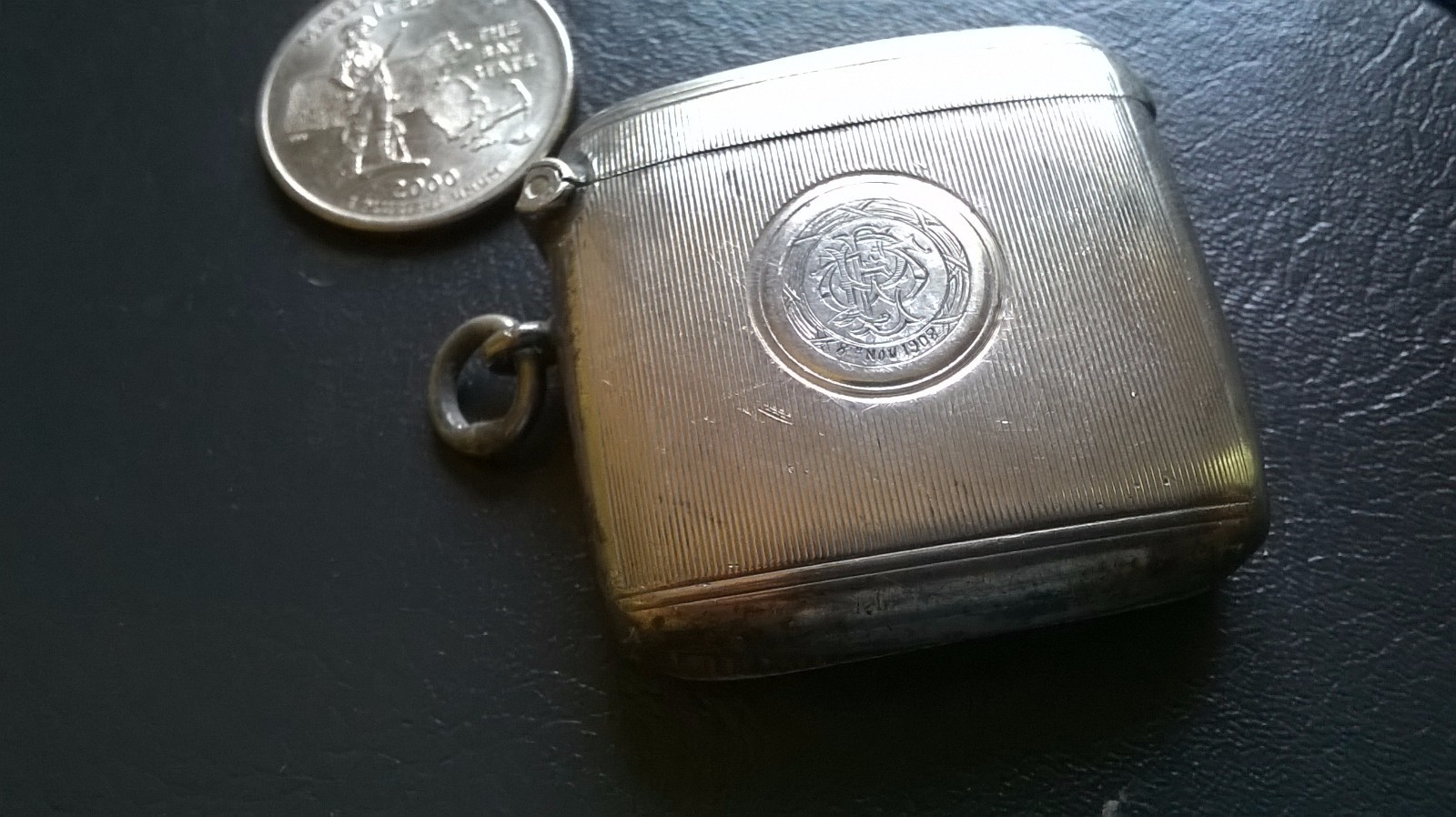 BEAUTIFUL ANTIQUE STERLING SILVER MATCH SAFE VESTA CASE , ENGLAND ...