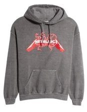 Official Rock Band Metallica Graphic Hoodie In Solid Charcoal Grey New