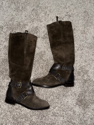 JOAN & DAVID Womens Brown Strapped Zadarah Block Heel Leather Riding Boot 5.5 M