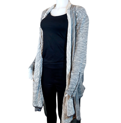 Free People Long Cardigan In The Loop Womens M Heather Gray Oversized Open Front