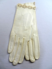 Vintage Women's XXS Kid Leather Gloves Ecru NEW