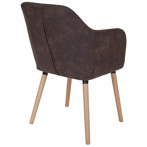 Sedia sala da pranzo Vaasa T381, sedia poltrona, design retrò anni 50, marrone scuro - Foto 3 di 6
