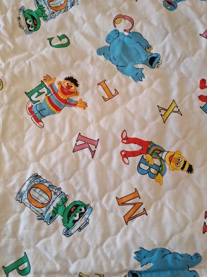 3 Yards Vintage Quilted Sesame Street Comforter Fabric 110"x45" Alphabet Letters - Image 2 of 4