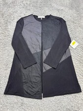 Kasper Jacket Women Small Black Geometric Loneline Knit Open Front Cardigan NWT