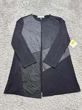 Kasper Jacket Women Small Black Geometric Loneline Knit Open Front Cardigan NWT