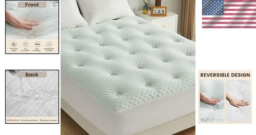 Eco-Friendly Reversible Mattress Pad for California King - Maximum Sleep Comfort - Picture 2 of 9